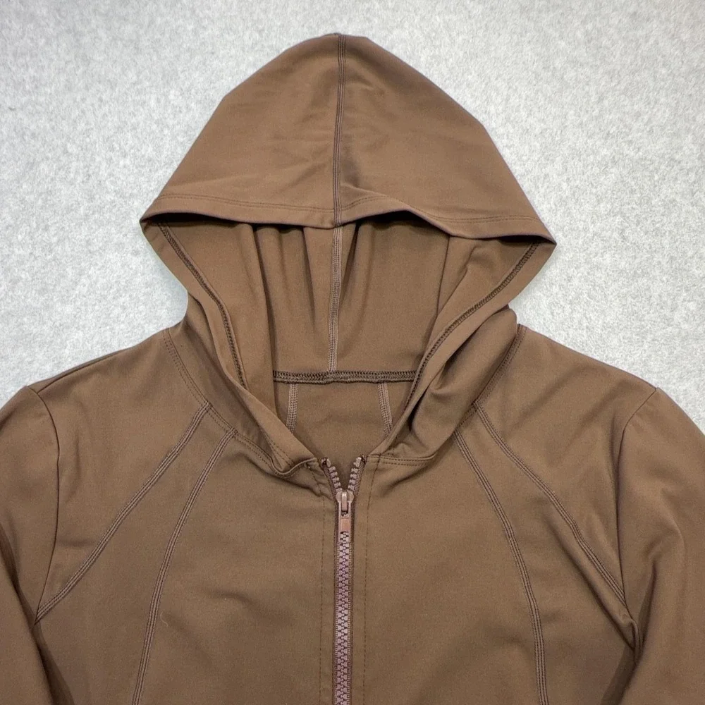 Alo Yoga Jacket Womens XS Brown Track Hooded Full Zip Performance Thumbholes